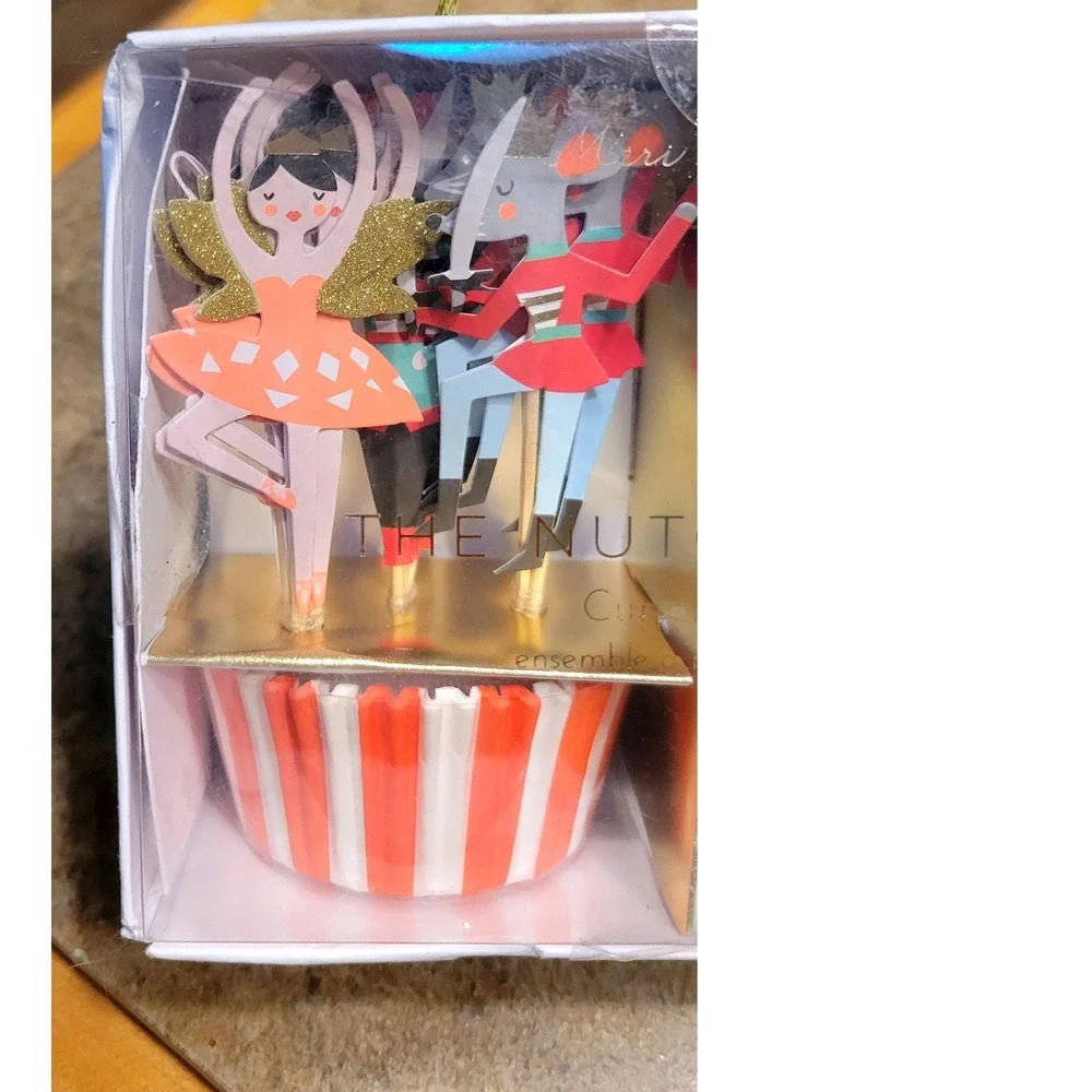 Meri Meri Nutcracker Cupcake Kit 24 Toppers 24 Cases Party Decor